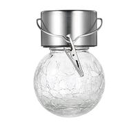 Lampe décorative d'extérieur en forme de boule de verre craquelé D C1,2 V 0,1 W IP44 étanche intégrée 300 mAh haute capacité rechargeable pour cour, terrasse, jardin
