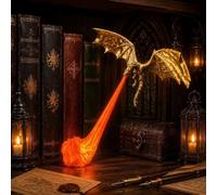 Lampe Décorative Dragon Cracheur Feu Pour Bibliothèque Impression 3D (C,L) | Décoration De Bibliothèque Fantastique Imprimée En 3d Idéale Pour Les Amoureux Des Livres Et La Décoration D'halloween