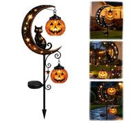Lampe décorative extérieure à LED en Forme de Citrouille et de Lune | Comprend un croissant de lune et un motif de citrouille suspendue ; convient aux jardins, patios, allées et porches.