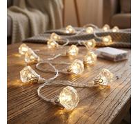 Chaîne lumineuse décoration de Noël diamants design chaîne lumineuse lumière décorative, plastique argenté, batterie 9x 10 LED 3000K blanc chaud, 9x L 120 cm