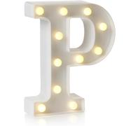 Lampe décorative LED en forme de lettres et chiffres de l'alphabet de la marque anso pour la maison, fête d'anniversaire, événement, éclairage de nuit - 22 cm (lettre P)
