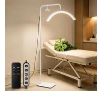Lampe Demi Lune avec Télécommande, Lampe sur Pied pour Extension de Cils, Tatouage, Onglerie, Esthétique Professionnel, Soins Peau, Sourcils. Hauteur et Luminosité Réglables, Blanc (White, 36W)
