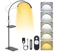 Lampe demi-lune LED pliable 18 pouces extension cils, 5 températures couleur, 10 niveaux luminosité, 360° rotative, noire