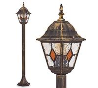 Lampe d'extérieur Antibes, candélabre en look antique, fonte d'aluminium en brun/or avec des disques en verre clair, lampe d'allée 110 cm, E27, lampe de jardin rétro/vintage IP44, sans ampoules