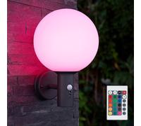 Applique murale avec détecteur de mouvement Lampe d'extérieur Lampe sphérique Télécommande RGB LED Applique murale de maison, verre inox, RGB LED 4W 470Lm, DxH 25x37 cm