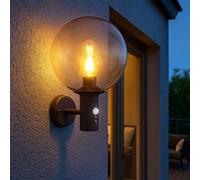 Applique murale LED avec détecteur de mouvement Lampe d'extérieur avec détecteur de mouvement anthracite Maison éclairage extérieur acier inoxydable , sphère, 1x E27 filament LED blanc chaud, LxlxH 26