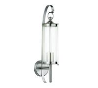 Lampe d'extérieur applique murale Spot mural E27 applique murale en acier inoxydable extérieur argent Verre anti-éclaboussures clair, douille E27, PxLxP 11,4x52,5x15,5 cm