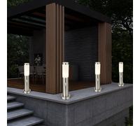Lampe d'extérieur avec détecteur de mouvement, lampadaire, lampe de jardin, lampe de chemin en acier inoxydable, argent, 1x E27, DxH 7,6x45 cm, lot de 4