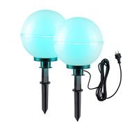 Lampe d'extérieur boule Lampe boule Télécommande Décoration de jardin Changement de couleur variable, câble 5m, 2x RGB LED 8,5W 806Lm blanc chaud, DxH 30x61 cm, 2er Set