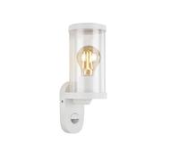 Lampe d'extérieur Briloner avec détecteur de mouvement, verre, capteur crépusculaire, IP44, E27, blanc, 271 x 94 x 117 mm (L x l x H)