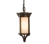 Lampe d'extérieur chaîne lanterne suspension fonte d'acier verre D 19,4 cm 1 flamme bronze