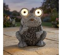 Lampe solaire Grenouille grise Figure solaire Grenouille Lampe extérieure aspect pierre solaire, batterie IP44, LED 2x 0,06 Watt, LxlxH 17x14x21 cm