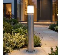 Borne lumineuse avec détecteur de mouvement Outdoor Eclairage extérieur Lampadaire de jardin Lampadaire détecteur de mouvement, acier inoxydable argenté, douille E27, DxH 14x80 cm