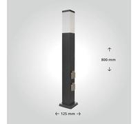 Lampe d'extérieur en acier inoxydable de 80 cm, lampadaire, borne d'alimentation, distributeur électrique pour jardin, prise de courant extérieure (anthracite - 2 prises)