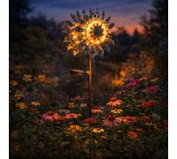 Lampe D'Extérieur Éolienne Solaire LED de Jardin Décorative Bleu Or H 92 CM