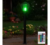 Lampadaire dimmable avec télécommande lampe de terrasse lumière extérieure lampe de chemin LED industrielle lampe de pied en acier inoxydable noir, changement de couleur RVB, 8,5W 806lm blanc chaud, L