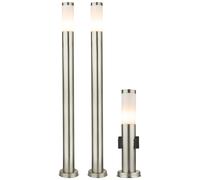 Lampe d'extérieur lampadaire avec prises prises extérieures lampe de pied lampadaire en acier inoxydable, 2x lampadaire 1x lampe à douille, douille E27, lot de 3