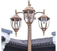 Lampe d'extérieur Lampadaire Lampadaire Lumières Extérieures 290cm 3 Têtes Jardin Chemin Pilier Lampe Pilier en Aluminium Post Lumière Lanterne en Verre Cour Borne Chemin Lampe IP65 Étanche Rue