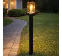 Borne d'éclairage E27 Lampes d'orientation Extérieur noir Lampes d'extérieur Jardin Lampe sur pied, aluminium moulé sous pression transparent, 1x LED 7W 806Lm blanc chaud, LxlxH 10x10x100 cm