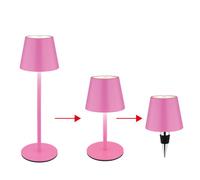 Lampe d'extérieur Lampe de table Batterie Touchdimmer Rehausse bouteille CCT, rose, USB-C, LED 3W 200Lm blanc chaud froid, DxH 11,5x36 cm