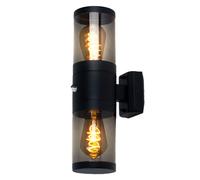 Lampe d'extérieur Lampe murale avec détecteur de mouvement Lampe de façade Projecteur Up and Down, acier inoxydable, noir fumé, 2x LED 7W 806Lm blanc chaud, DxH 10,2x42 cm