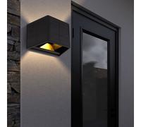 Lampe d'extérieur lampe solaire applique murale d'extérieur spot mural LED lampe de façade lampe de jardin LED noir, éclairage haut et bas, 6W 40lm blanc chaud 3000K, LxH 15,4x9,9 cm
