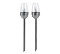 Lampe d'extérieur, lampe solaire enfichable, torche de jardin avec effet de feu, lampe de terrasse, batterie, métal, noir, LED, DxH 6x38cm, lot de 2