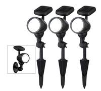 Lampe d'extérieur lampe solaire lampe solaire enfichable jardin, spot mobile avec batterie sur piquet IP44, noir, 1x LED blanc chaud, LxH 8,5x17cm, lot de 3