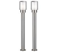 Lampe d'extérieur lampes de jardin extérieur argent lampadaire éclairage de chemin, acier inoxydable métal blanc clair, IP54, 1x E27, DxH 12x80 cm, lot de 2