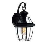 Lampe d'extérieur lanterne noire applique murale, lampe avec abat-jour en verre résistant aux intempéries, acier alu, 1x E27, LxlxH 21x19,7x35,9 cm