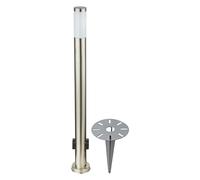 Lampe d'extérieur LED argent Piquet de terre Lampe d'allée en acier inoxydable Lampe de jardin 2x prise de courant d'extérieur, 7W 560lm blanc chaud, DxH 7,6 x 110 cm