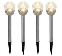 Lampe d'extérieur LED, lampe à brancher, lampe solaire, lot de 4, argent, acier inoxydable, H 24,5 cm