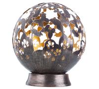 Lampe d'extérieur, lumière solaire, lampe boule, sur pied, métal noir, perforations décoratives, 1x LED 0,06 W 3000 K blanc chaud, rond, NINO 59080108