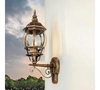 Lampe D'Extérieur Mur E27. H: 54 CM IP23 Cuivre Noir Antique Rustique Lanterne