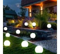 Lampe D'Extérieur Solaire À Enficher Boule LED Jardin Avec Piquet Blanc 10x