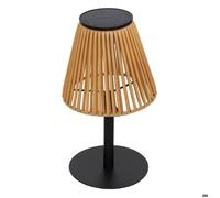 Atmosphera - Lampe à Poser Extérieure Kessy Beige H 30 cm, Solaire et Rechargeable USB, Résine Tressée - Pour Table, Jardin, Balcon