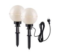 Lampe d'extérieur sphérique Lampe enfichable LED Lampe sphérique Piquet de terre Décoration de jardin, blanc, câble 5m, 10,5W 1055lm, DxH 20x51 cm, set de 2 pièces