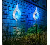 Lampe D'Extérieur Spots à Encastrer Solaire LED Bleu Argent Crackle Boule Drops