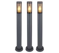 Lampe d'extérieur sur pied LED Lampadaire fumé anthracite Lampadaire d'extérieur pour jardin, acier inoxydable plastique, 1x 7W 630Lm blanc chaud, DxH 7,6x80 cm, 3 pièces