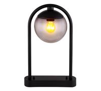 Lampe d'extérieur sur pied LED Lampe de terrasse Lampe d'extérieur sur pied Boule en verre, IP44 rétro, métal noir fumé, 1x E27 filament LED, HxLxÜ 50x20x32cm