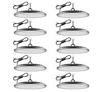 Lampe Eclairage Atelier 200W 10 Pièce,6500K Blanc Froid UFO Lampe Atelier avec 50cm Chaine,20000LM Super Brillant Plafonnier LED Garage,IP65 Étanche Éclairage de Plafond pour Garage Entrepôt Usine