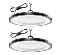 Lampe Eclairage Atelier 200W 2 Pièce,6500K Blanc Froid UFO Lampe Atelier avec 50cm Chaine,20000LM Super Brillant Plafonnier LED Garage,IP65 Étanche Éclairage de Plafond pour Garage Entrepôt Usine