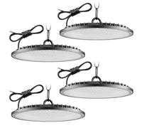 Lampe Eclairage Atelier 200W 4 Pièce,6500K Blanc Froid UFO Lampe Atelier avec 50cm Chaine,20000LM Super Brillant Plafonnier LED Garage,IP65 Étanche Éclairage de Plafond pour Garage Entrepôt Usine