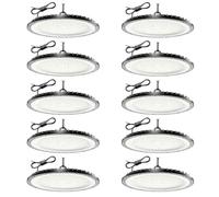 Lampe Eclairage Atelier 500W 10 Pièce,6500K Blanc Froid UFO Lampe Atelier avec 50cm Chaine,50000LM Super Brillant Plafonnier LED Garage,IP65 Étanche Éclairage de Plafond pour Garage Entrepôt Usine