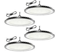 Lampe Eclairage Atelier 500W 4 Pièce,6500K Blanc Froid UFO Lampe Atelier avec 50cm Chaine,50000LM Super Brillant Plafonnier LED Garage,IP65 Étanche Éclairage de Plafond pour Garage Entrepôt Usine