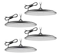 Lampe Eclairage Atelier 500W 4 Pièce,6500K Blanc Froid UFO Lampe Atelier avec 50cm Chaine,50000LM Super Brillant Plafonnier LED Garage,IP65 Étanche Éclairage de Plafond pour Garage Entrepôt Usine