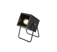 Leitmotiv – Lampe Hefty carrée en bois et métal – H. 17 cm – Noir