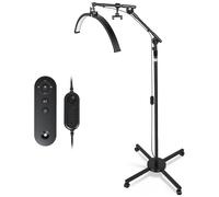 Lampe en forme de croissant LED pour cils - Lampe de beauté sur pied - Avec roulettes - Support pour téléphone portable - Noir