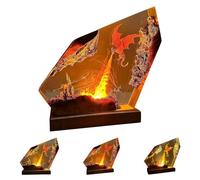 Lampe en résine époxy dragon de feu, veilleuse en résine faite à la main avec lumière LED multicolore, port USB, anniversaire pour fils, mari, ami, décorations de Noël