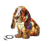 Lampe En Vitrail En Forme D'Animal,Lampe Vintage En Verre Teinté En Forme De Chien|,Veilleuse De Chevet En Forme D'Animal,Veilleuse Décorative Colorée Pour La Maison, La Chambre à Coucher